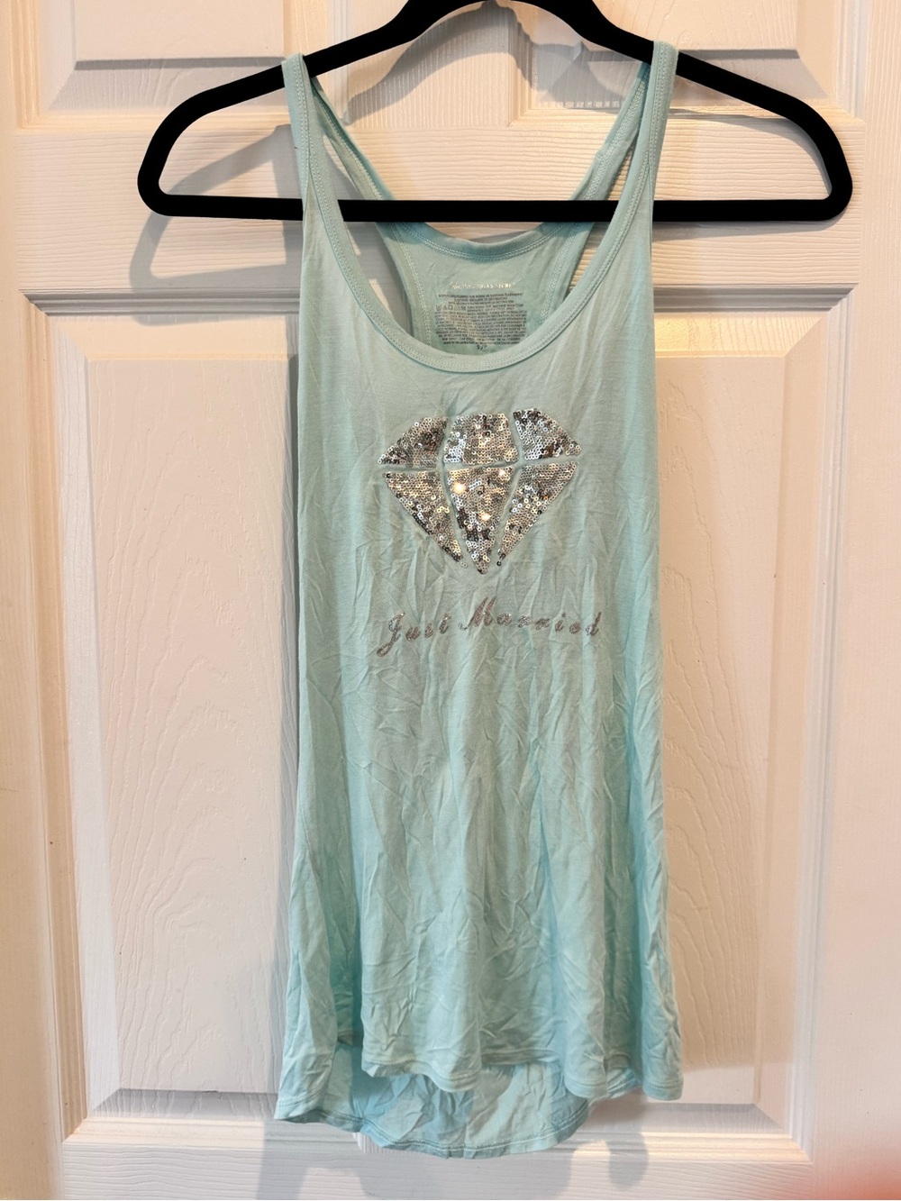 Victoria's Secret Light Aqua Sequin Diamond Tank